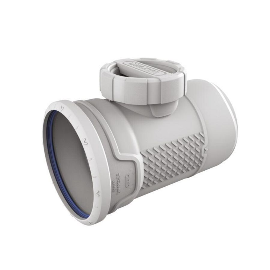 Ontstoppingsstuk PP AS+ geluidsarm lichtgrijs 200mm mof x spie