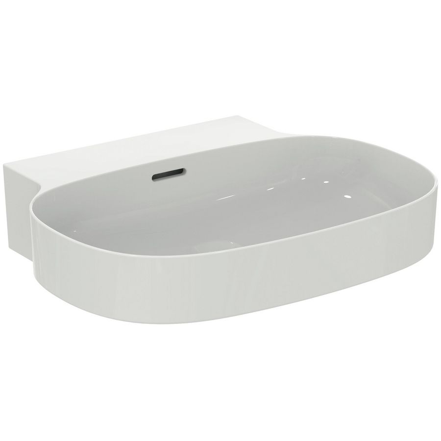 LINDA-X Wastafel 600X500X135mm z. kr.gat met gleufoverl. Wit