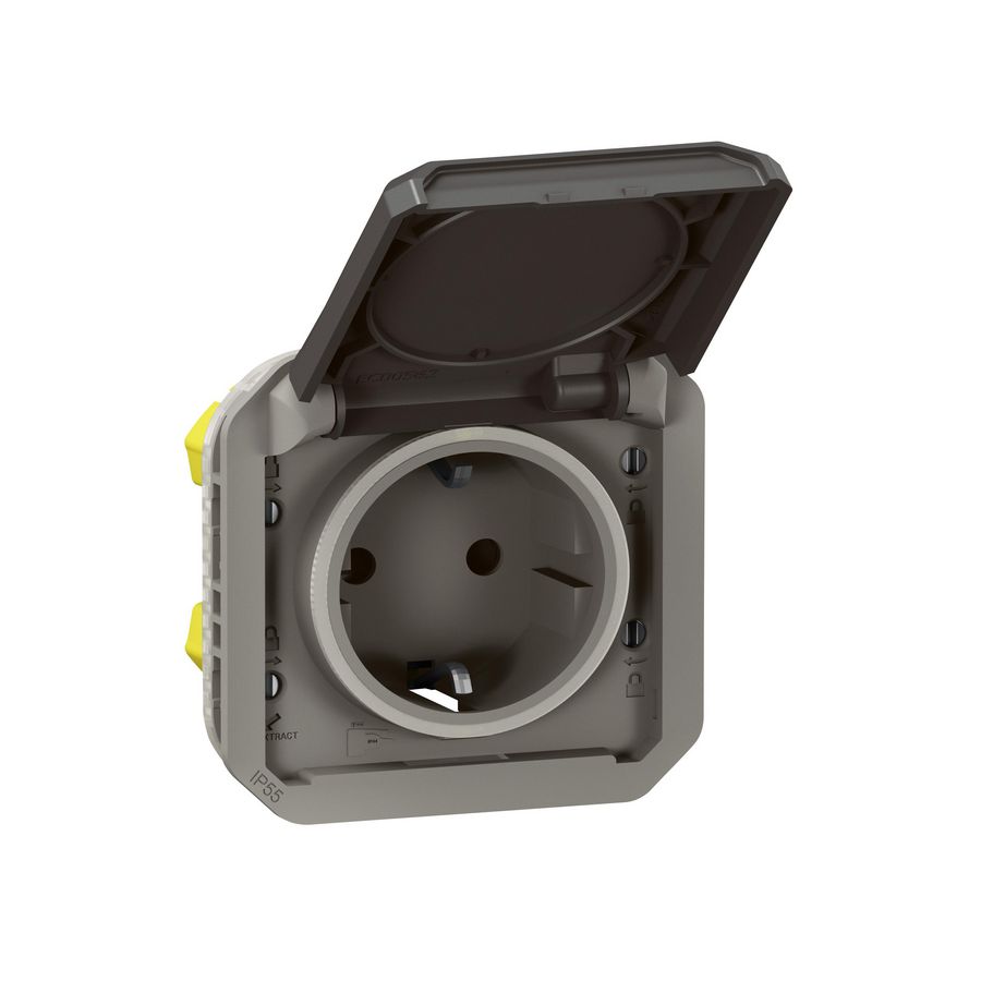 Wandcontactdoos RA steekklem mechanisme antraciet Plexo