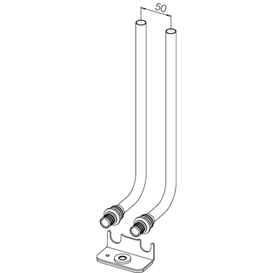 Set L-aansluitgarnituren RAUTITAN SX 20mm lengte 250mm VVE=5