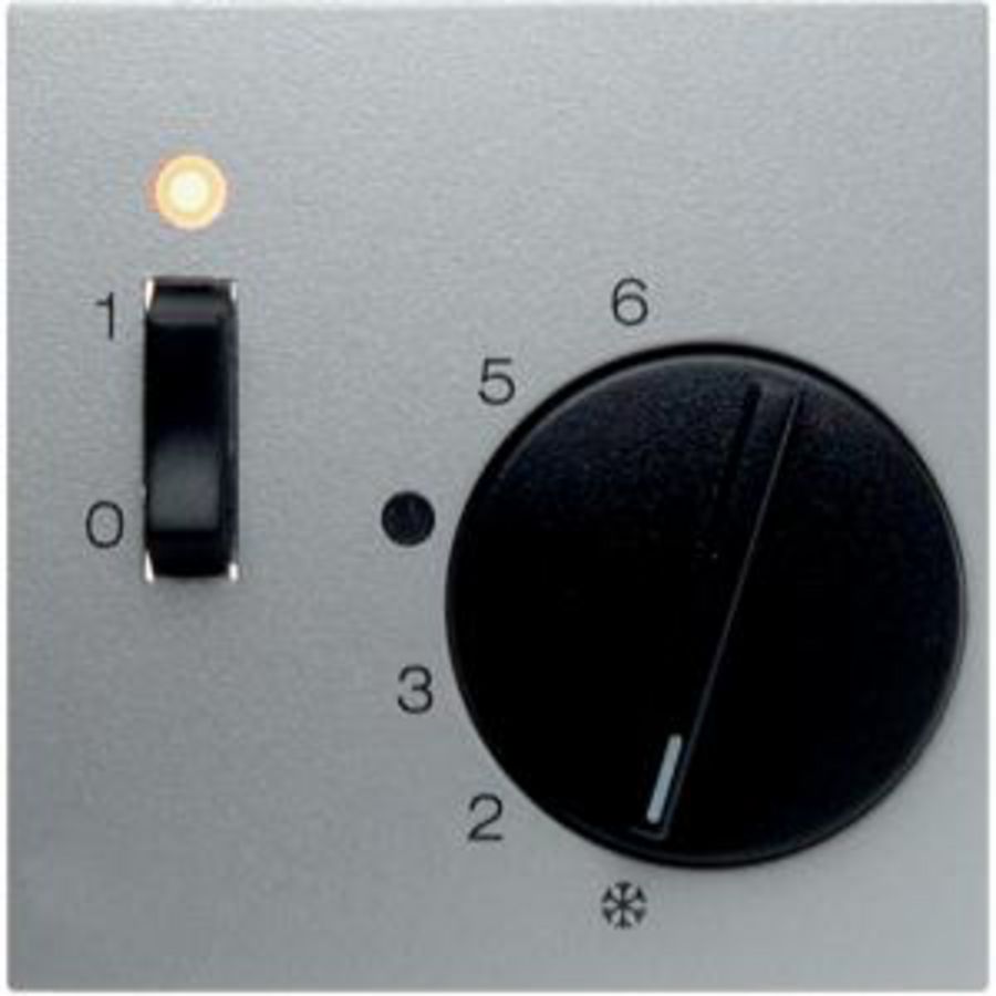 Centraalstuk regelknop en wip en LED aluminium mat B.7 glas