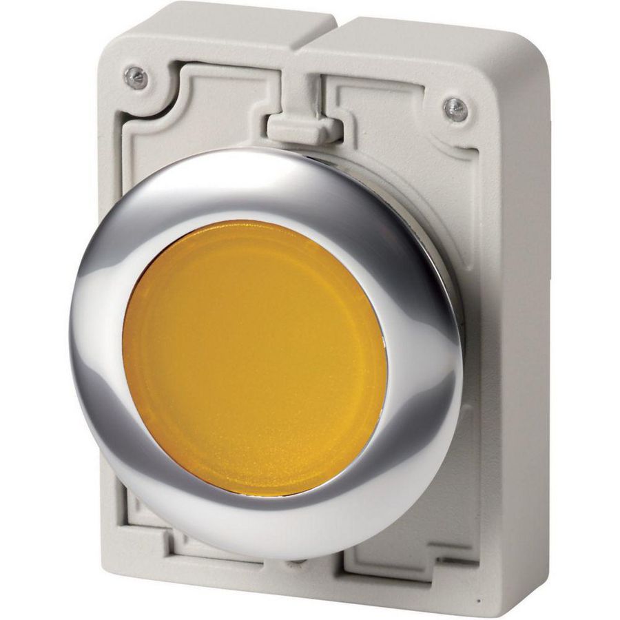 Signaaldrukknop 30mm vlak geel vast