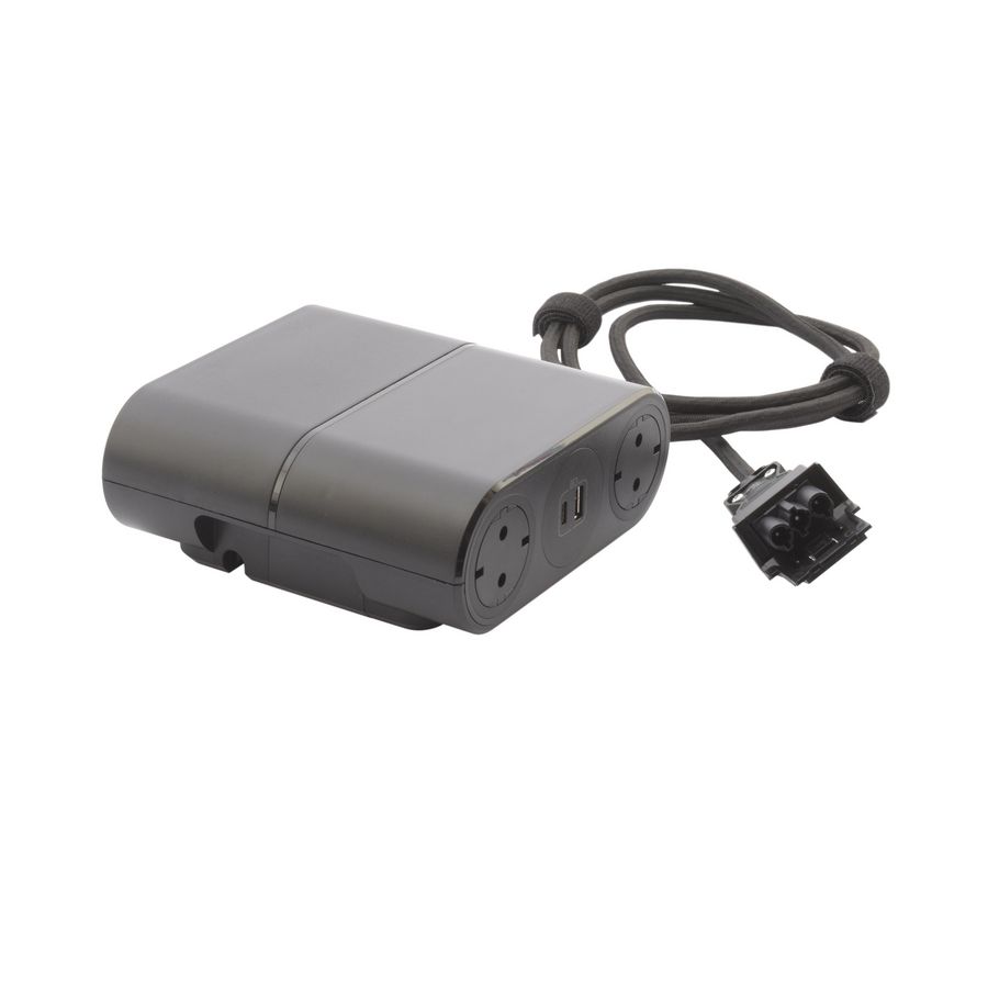 Bureau aansluitunit Link"On uitbr.zwrt 4WCD + 2 USB + Wiel.