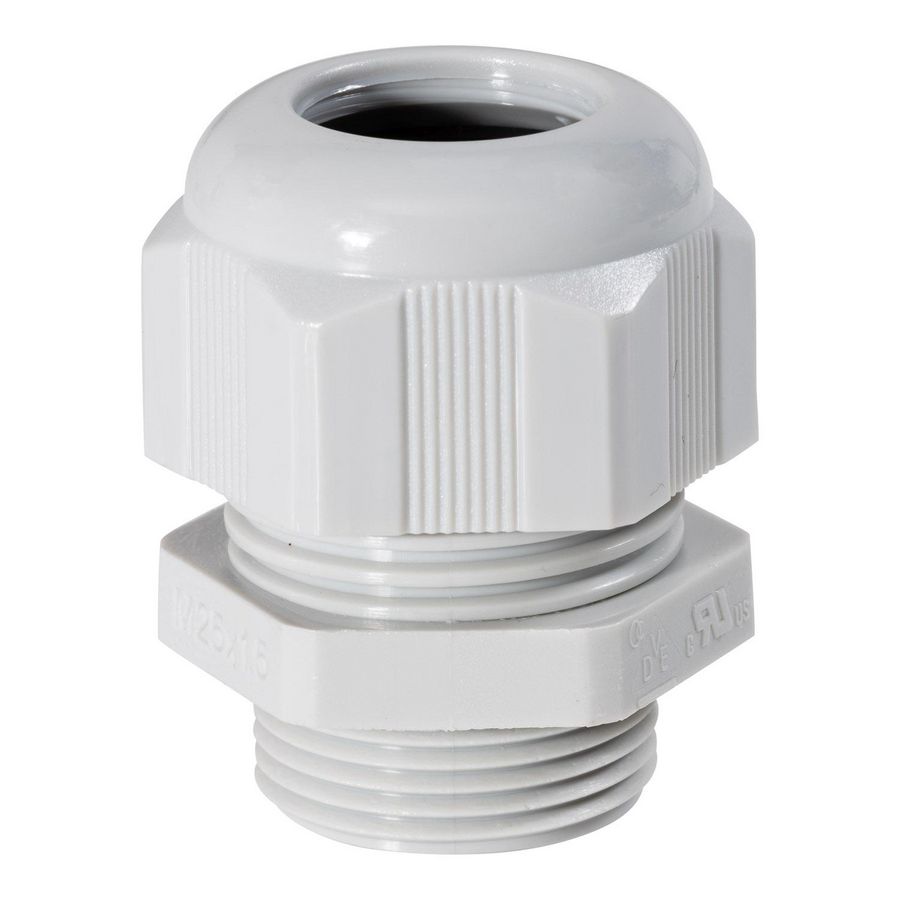 Wartel lange tap M25x1,5/13-18mm licht grijs