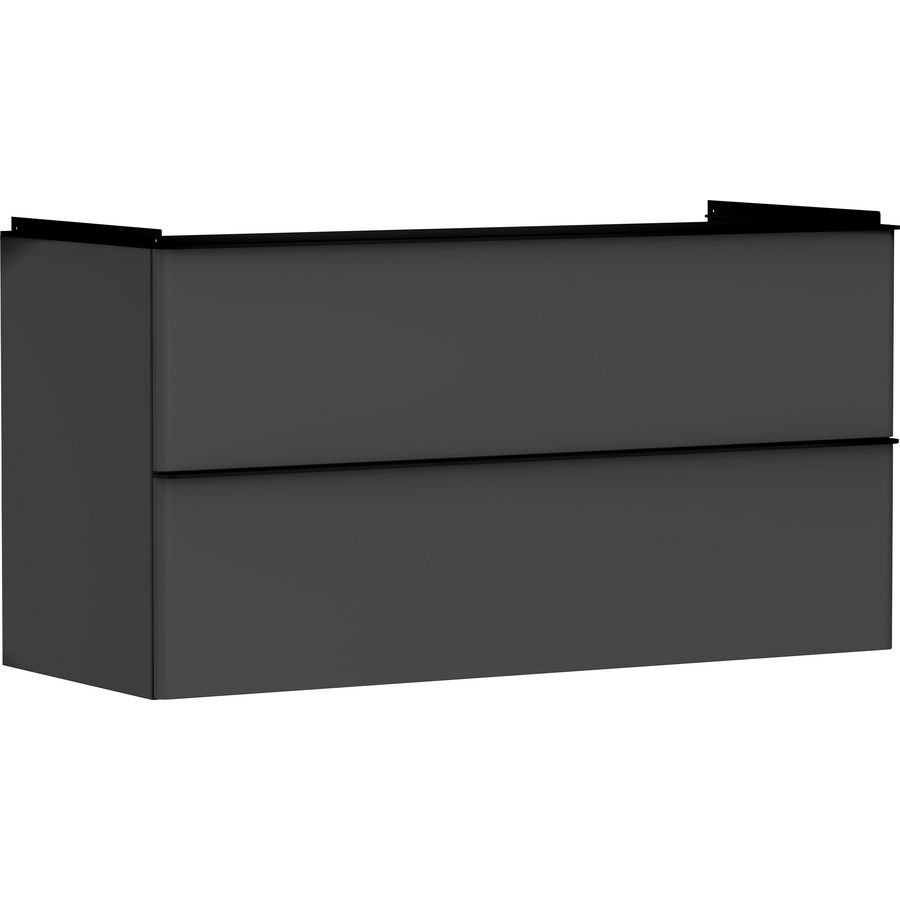 Onderkast mat grijs diamant 1180x475mm 2x la tbv wastafel greepkleur mat zwart Xelu Q 54036670