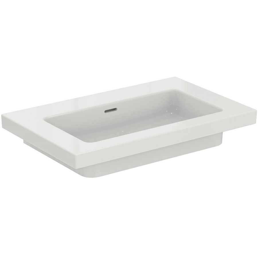 Vanity Wastafel 810x510x150mm z. kraangat m. overl gl wit extra