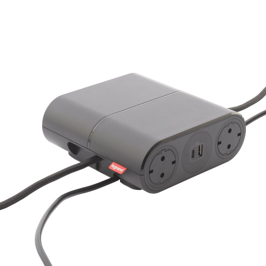 Bureau aansluitunit Link"On zwart 4 WCD + 2 USB + HDMI +Wiel