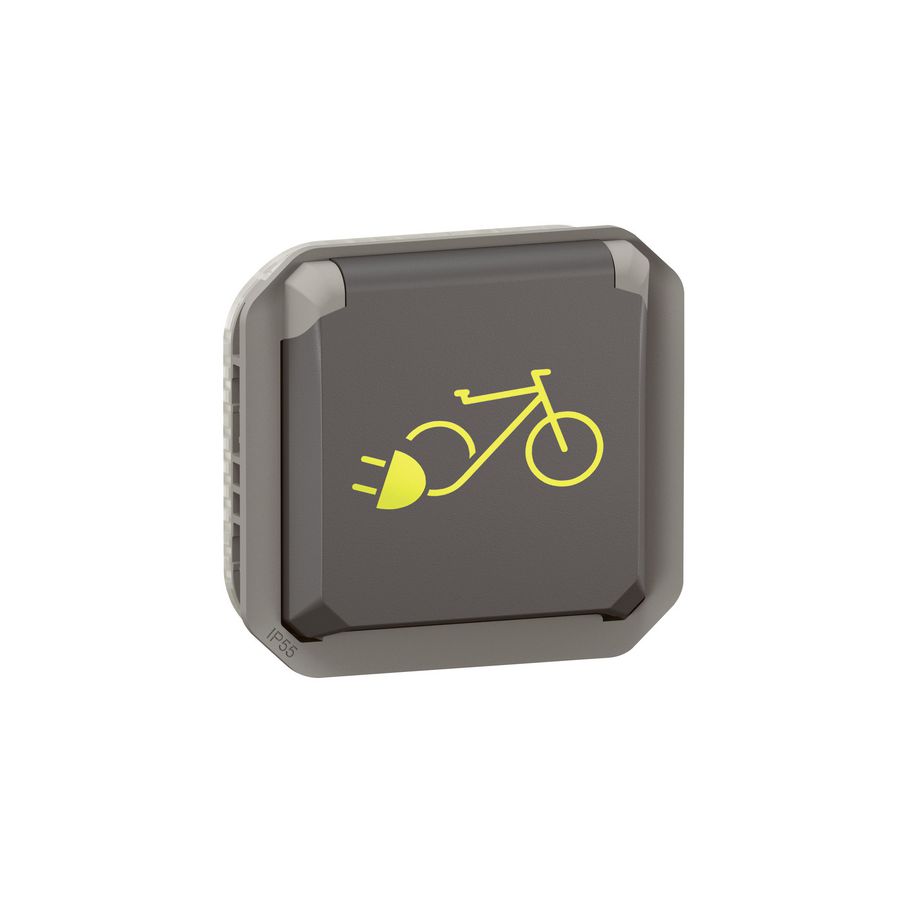 Fiets Wandcontactdoos Penaarde mechanisme antraciet Plexo