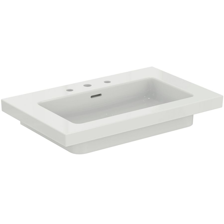 Vanity Wastafel 810x510x150mm 3 kraangaten overl gl wit extra