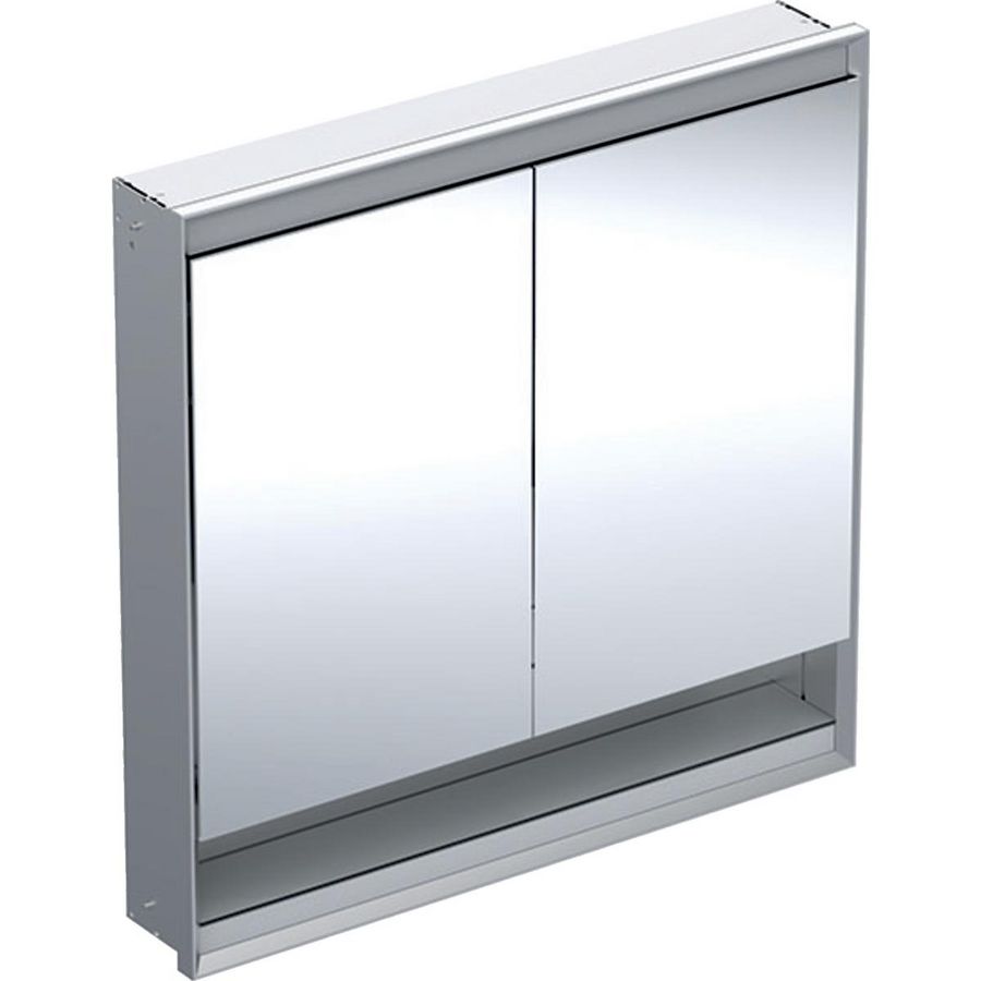 inbouw spiegelkast met nis 2 deuren 90x90cm ComfortLight Aluminium ONE excl. ruwbouwbox
