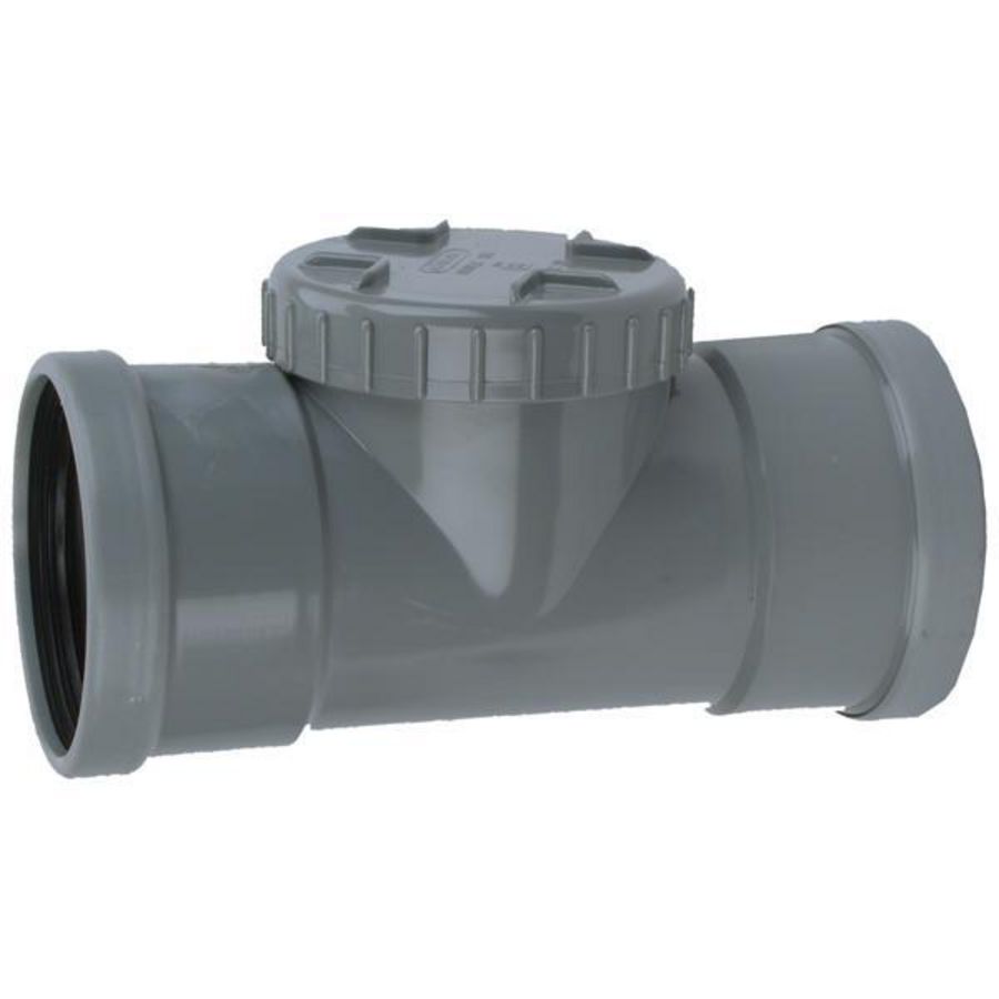 Wafix PVC manchet ontstoppingsstuk + schroefdeksel 110mm SN4 grijs mof/mof