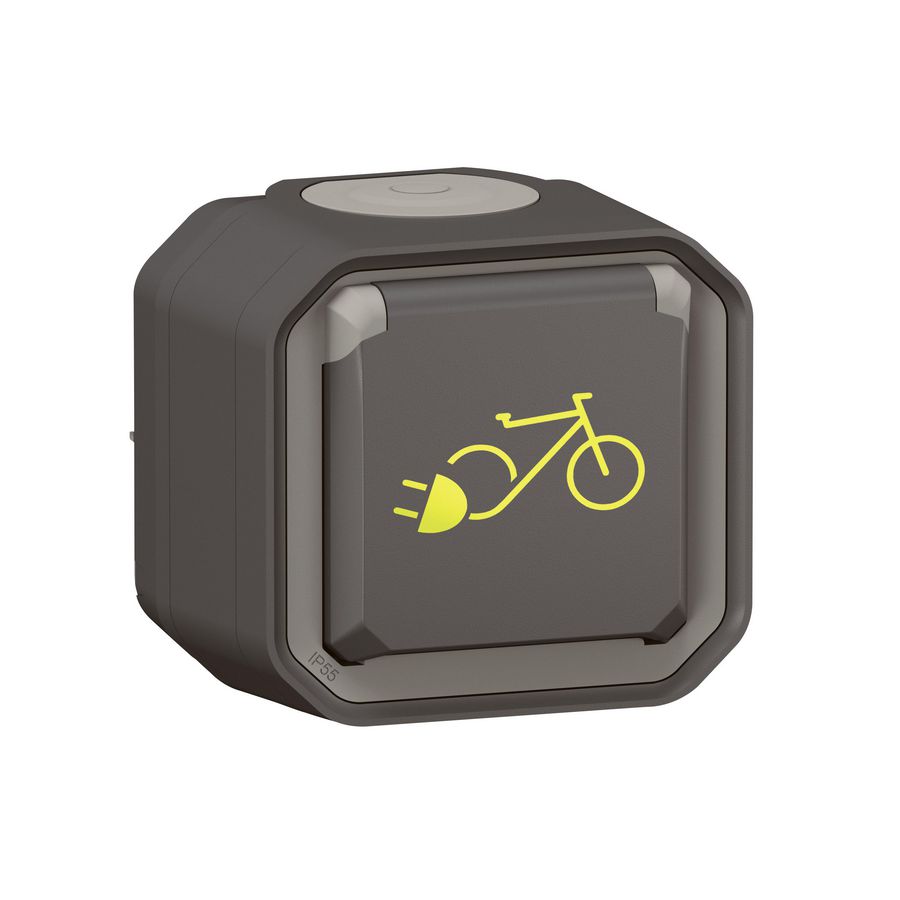 Fiets Wandcontactdoos Penaarde compleet antraciet Plexo