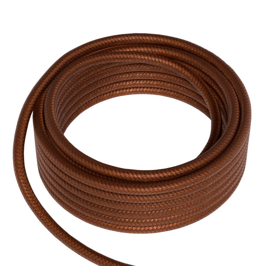 Lengte a 1,5m. Textielsnoer 2C 2x0,75mm² metaal bruin
