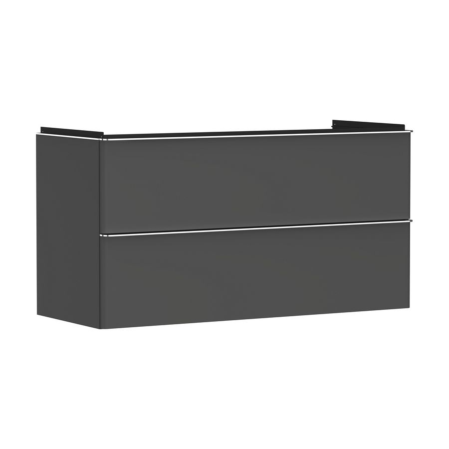 Onderkast mat grijs diamant 1180x475mm 2x la tbv wastafel greepkleur chroom Xelu Q 54036000