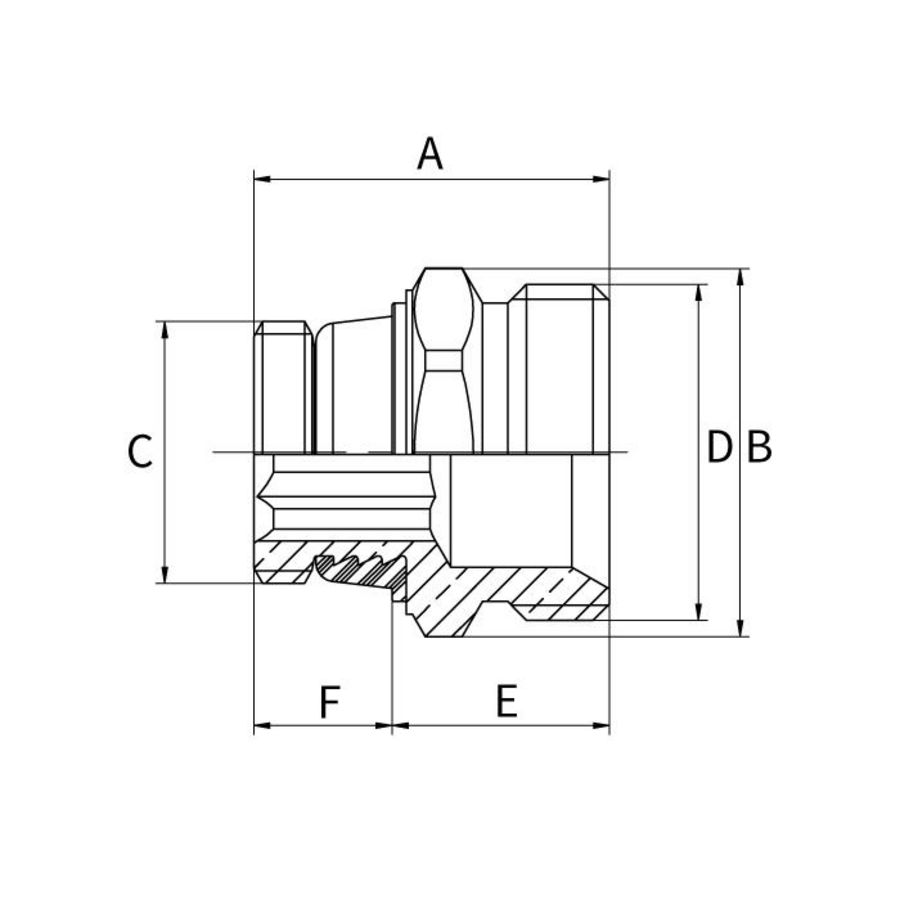 Aansluitnippel MF G1/2x3/4 EK Ni Simplex VVE=25
