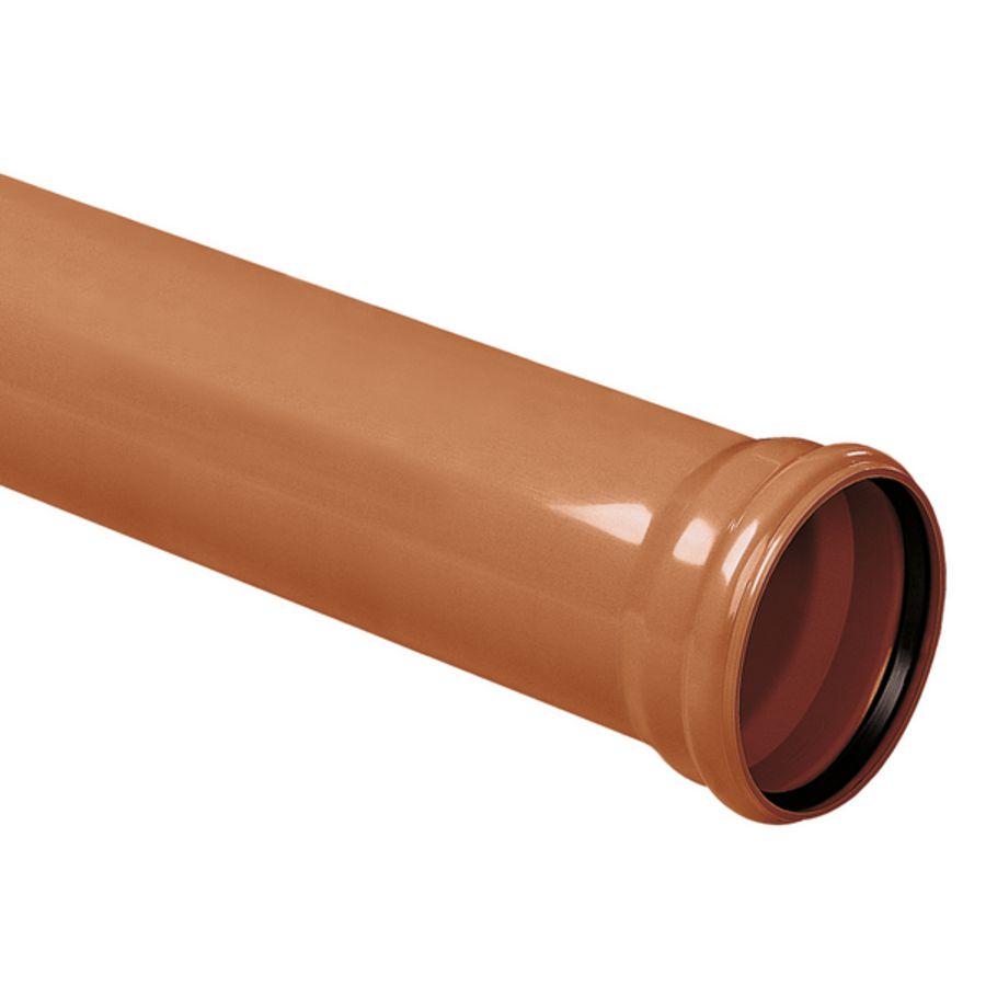 Lengte a 5mtr. PVC Ultra-3 riool afvoerbuis bruin 250mm SN8 TRM=1x mof KOMO