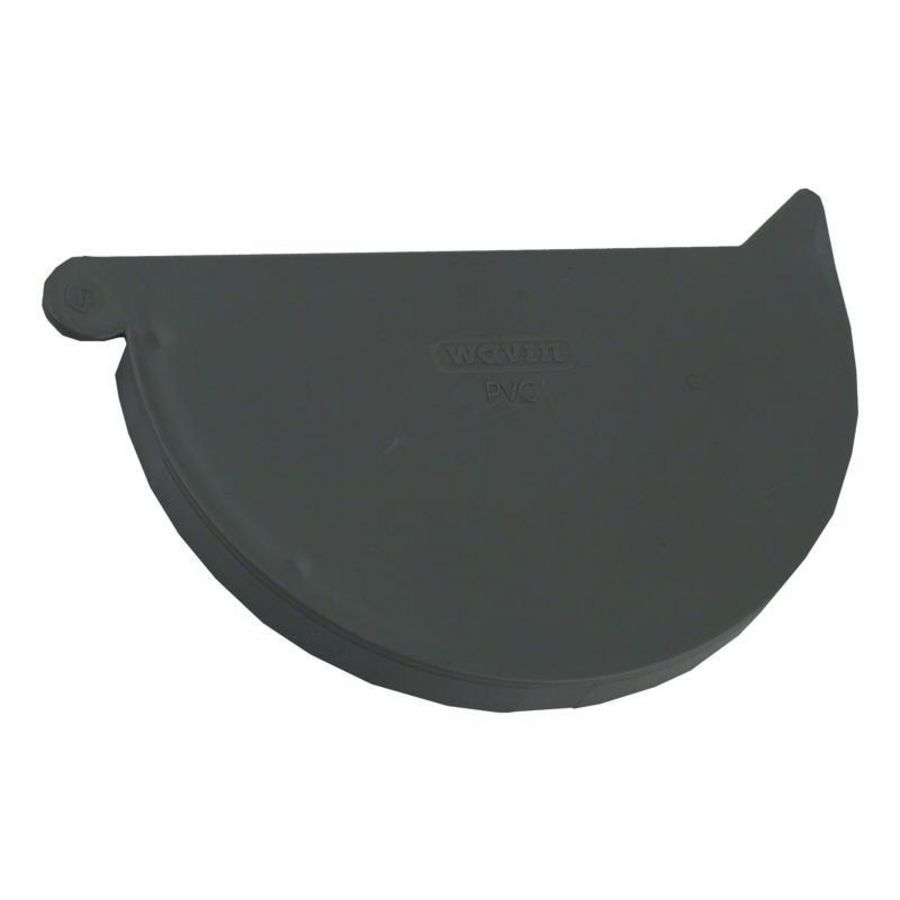 PVC mastgoot (5") eindkap links grijs
