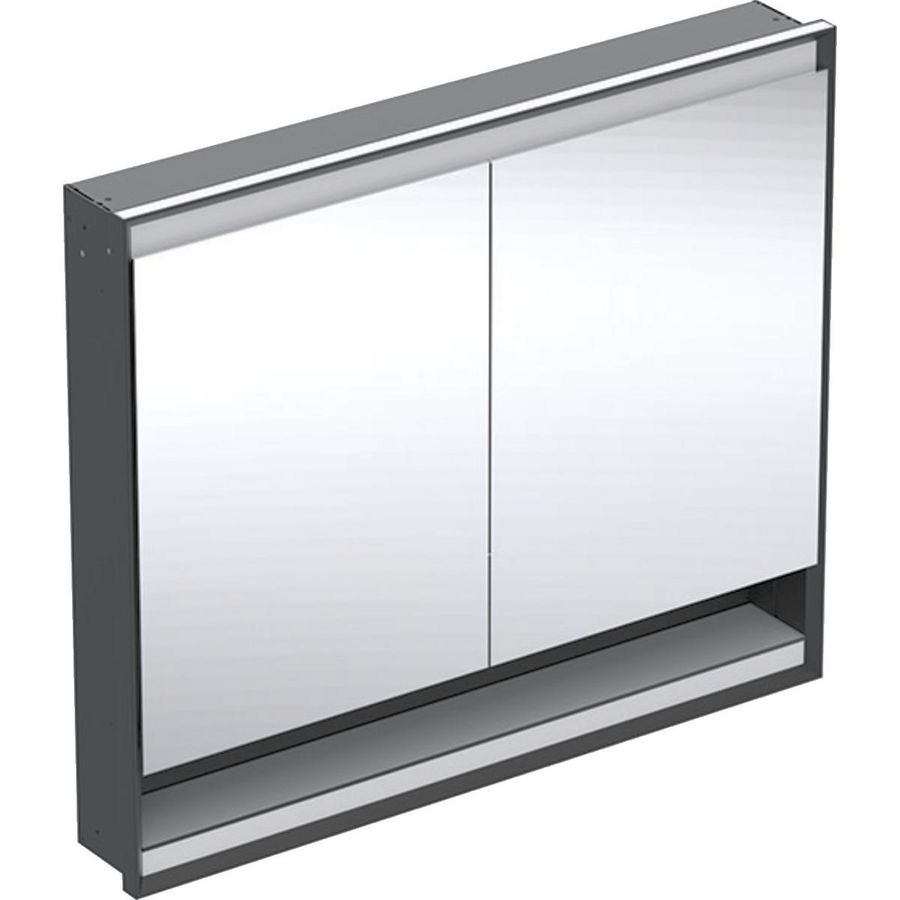inbouw spiegelkast met nis 2 deuren 105x90cm ComfortLight Mat zwart ONE excl. ruwbouwbox