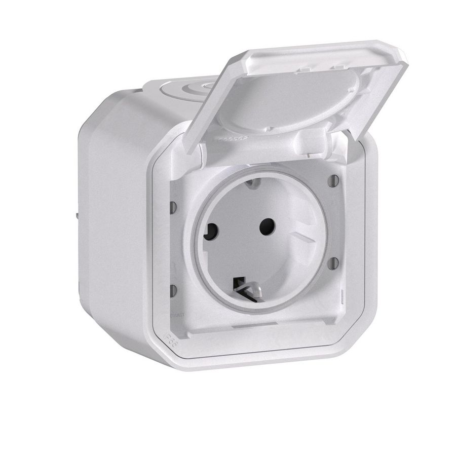 Wandcontactdoos 1-voudig steekklem compleet wit Plexo