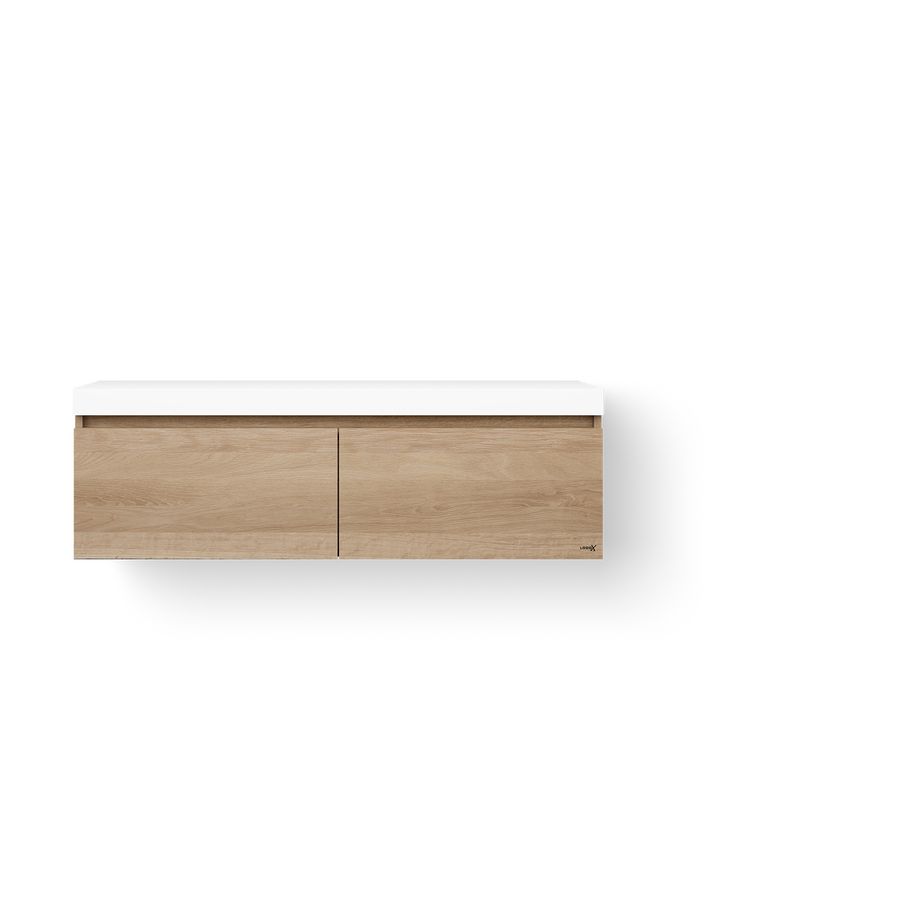 Wastafelonderkast Solid Base Drawer BoX 140cm Wooden Base Drawer 2x la old grey
