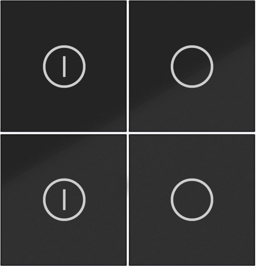 Afdekking KNX taster 4-v aan/uit A.x/C.x nachtzwart glanzend