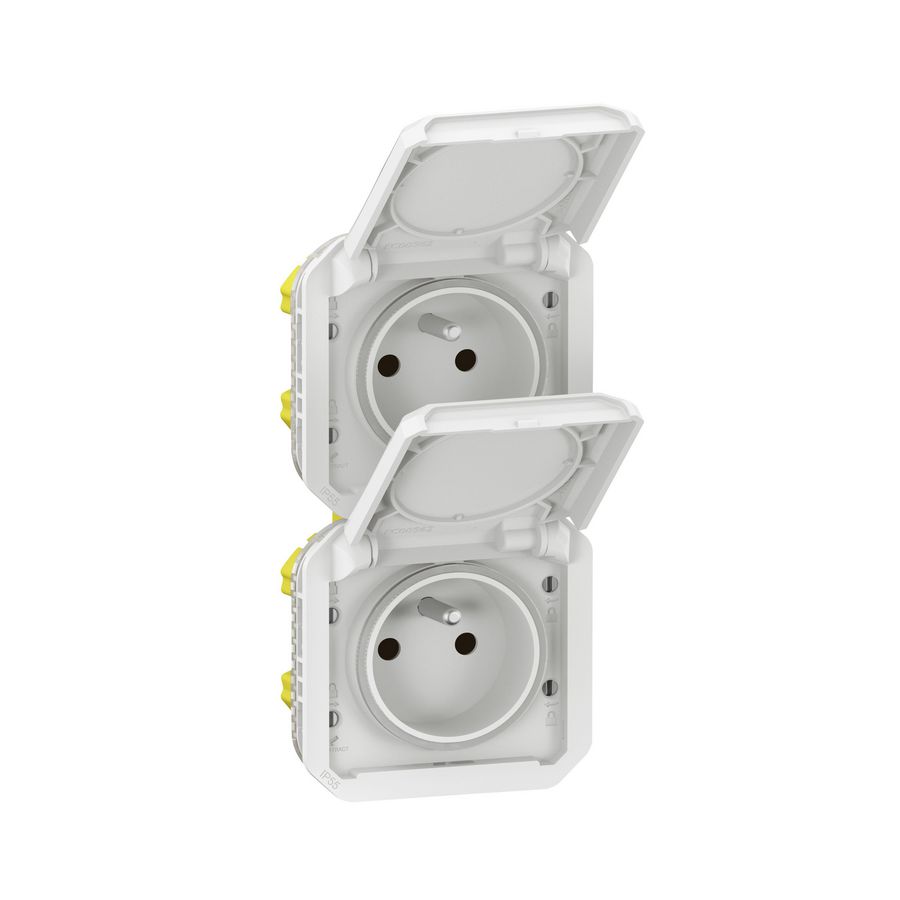 Wandcontactdoos 3V verticaal mechanisme wit Plexo