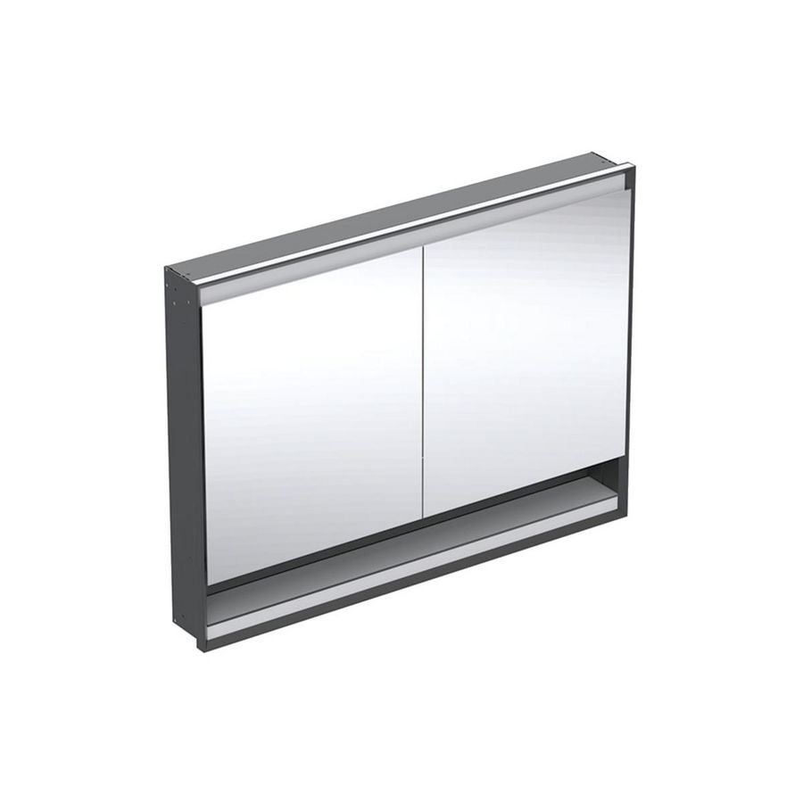 inbouw spiegelkast met nis 2 deuren 120x90cm ComfortLight Mat zwart ONE excl. ruwbouwbox