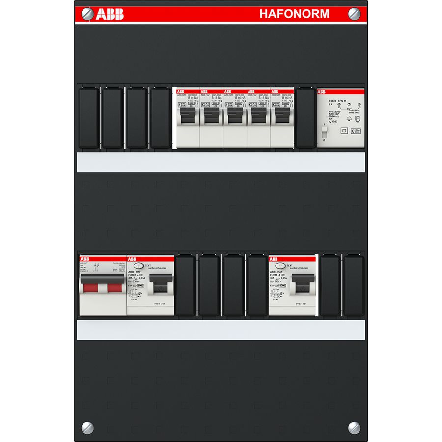 Groepenkast 5 groepen achter 2x 30mA+T+HS 1-fase binnenwerk+deksel