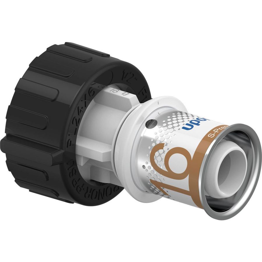 2-del. schroefkoppeling S-PRESS PLUS 16mm met PPSU moer voor aansluiting op verdelergroep