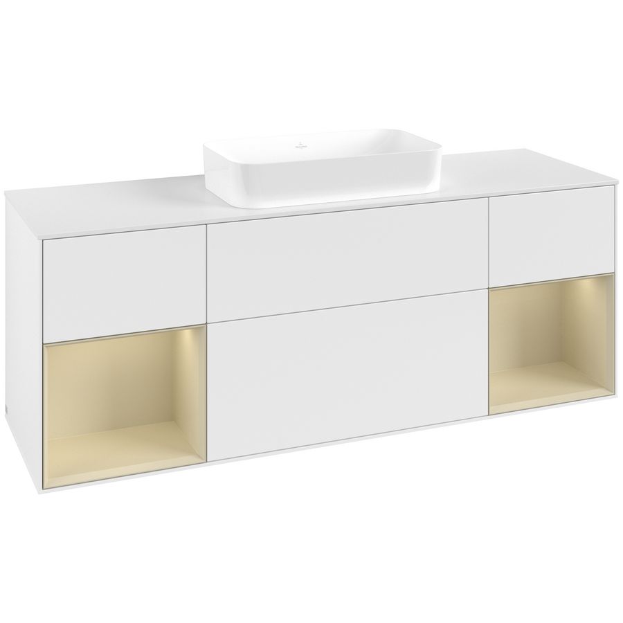 Wastafelonderkast Finion 1600x603x501mm White Matt Lacquer G741HJMT