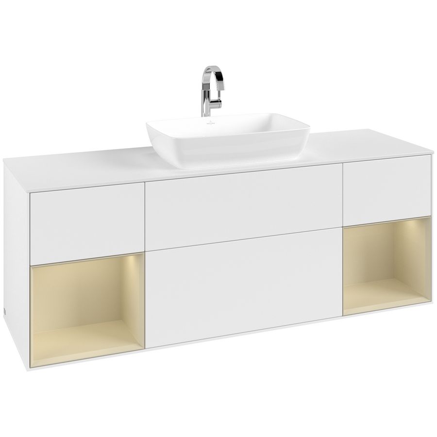 Wastafelonderkast Finion 1600x603x501mm White Matt Lacquer G861HJMT