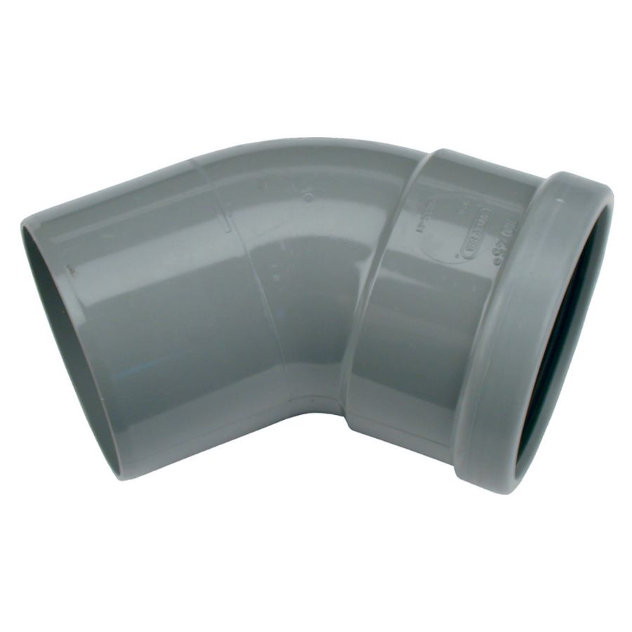 Wafix PVC manchet bocht 45° 125mm SN4 grijs mof/spie