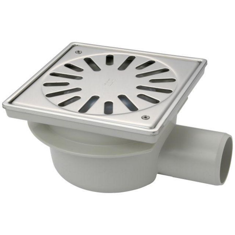 Vloerput 150x150mm ws50 vastrooster RVS304+sierrand zijuitl.