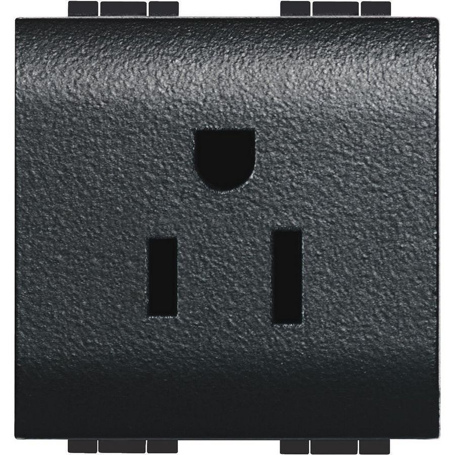 Wandcontactdoos 2P+A USA 15A zwart 2m Living Light VVE=10