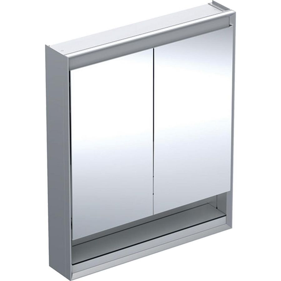 Opbouw spiegelkast met nis 2 deuren 75x90 ComfortLight aluminium ONE