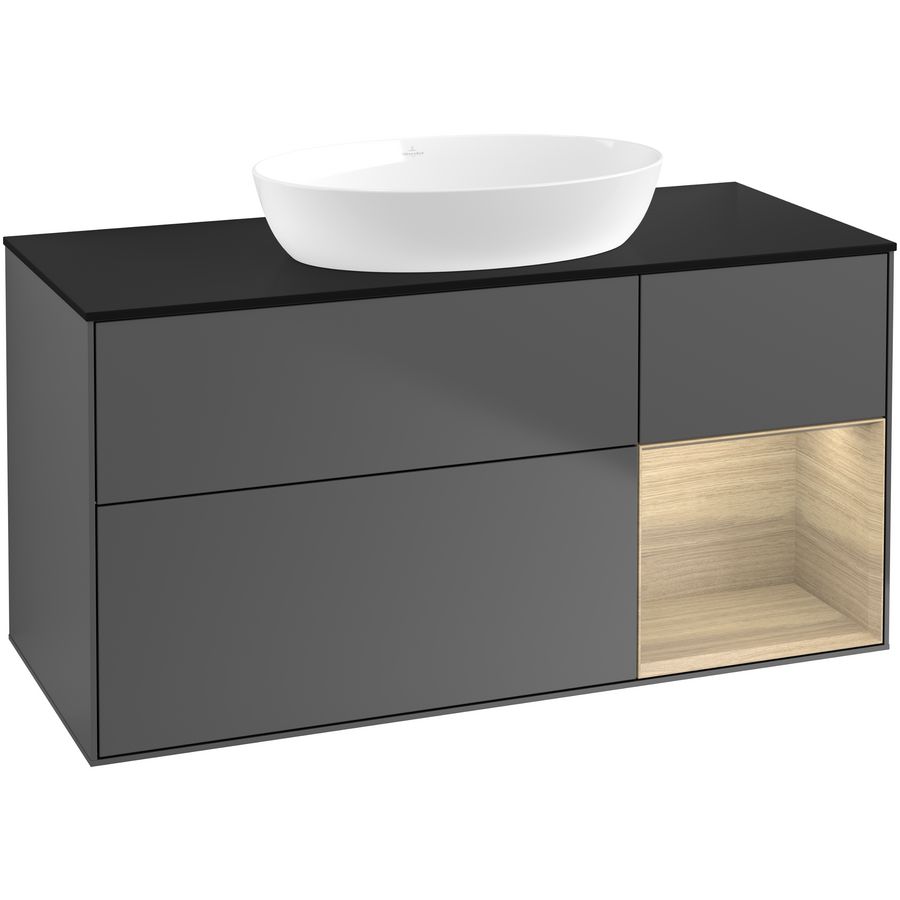 Wastafelonderkast Finion 1200x603x501mm Antr. Matt Lacquer FA72PCGK