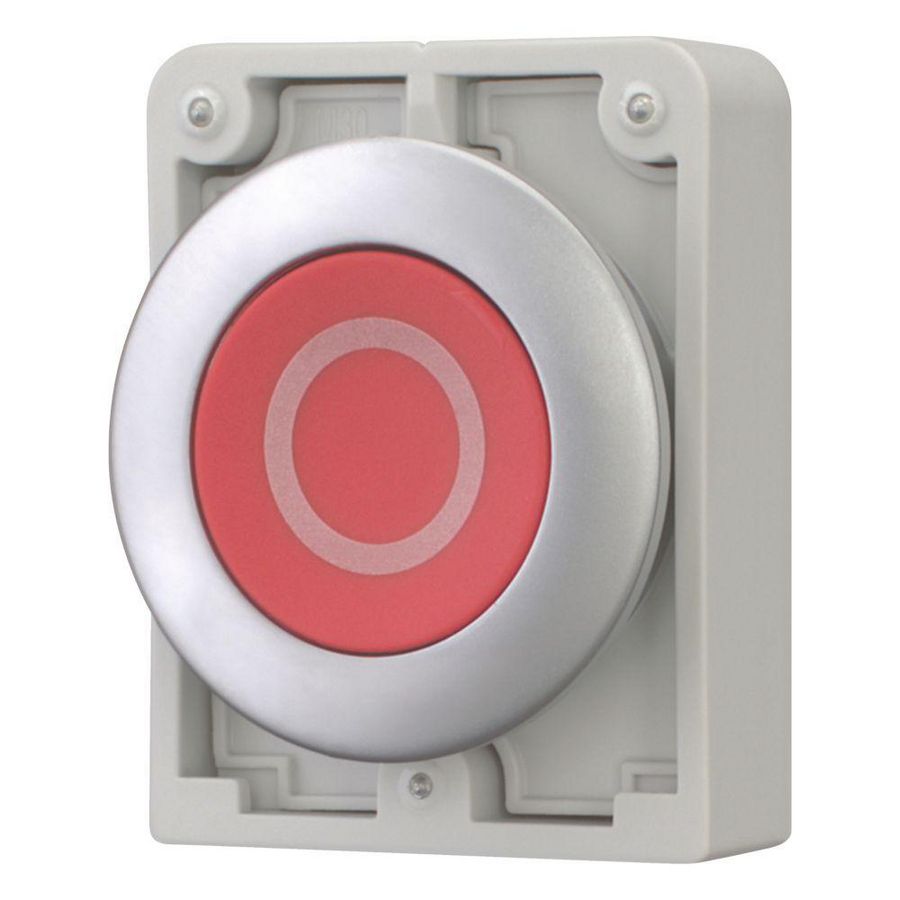 Drukknop 30mm vlak rood "O" vast