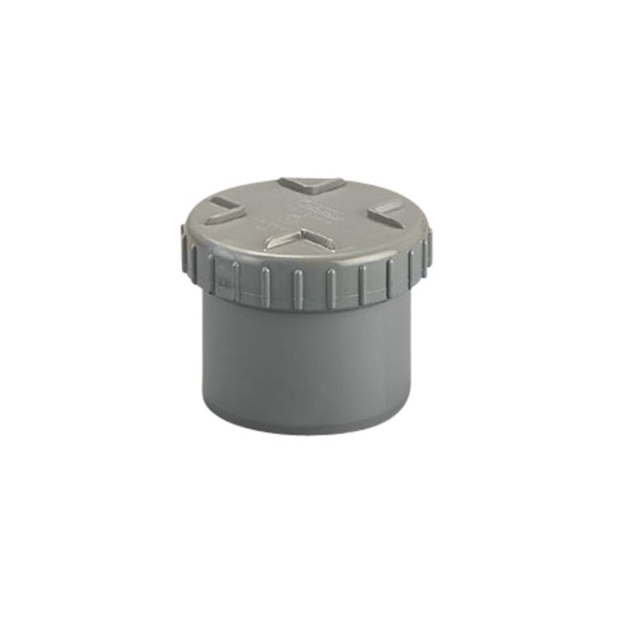 PVC lijm eindstuk + schroefdeksel 110mm grijs