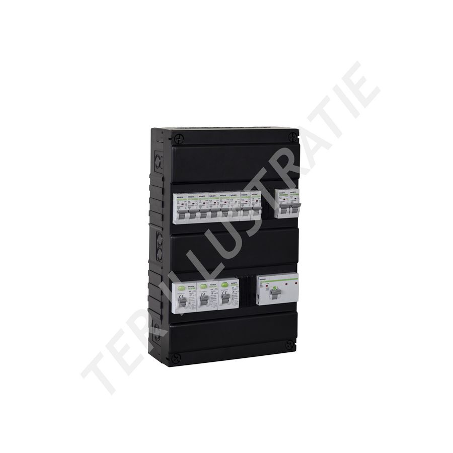 Groepenkast 1-fase hoofdschakelaar 2-polig 40A / 2x aardlek  6 groepen NOARK