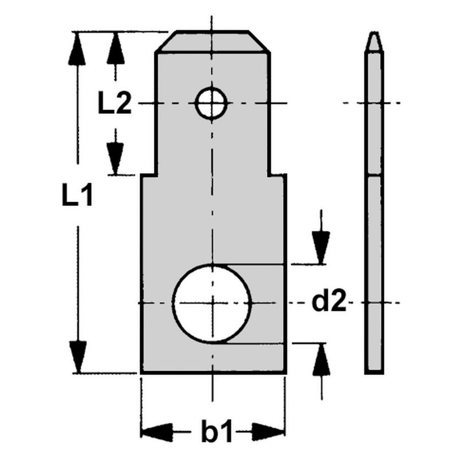 Kist a 100st. Vlakstekerhuls tab 6,3x0,8 boutgat M4 H=180gr.