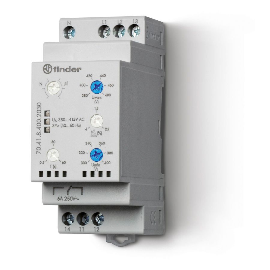 Meet- en bewakingsrelais 3 fasen 1 wisselcontact 6A 400V AC