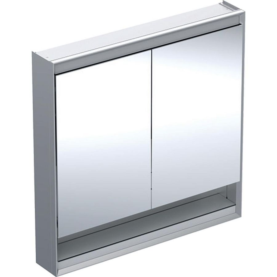 Opbouw spiegelkast met nis 2 deuren 90x90 ComfortLight aluminium ONE