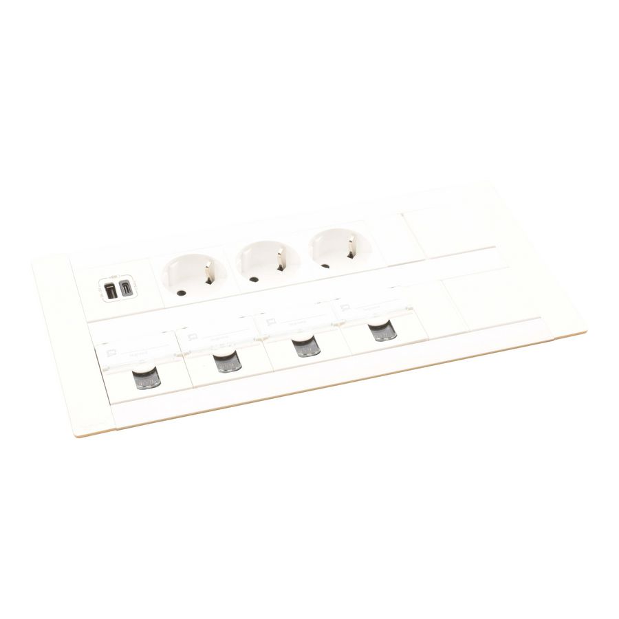 Bureau aansluitunit wit 16 mod 3 WCD + USB+4 RJ45 Multilink
