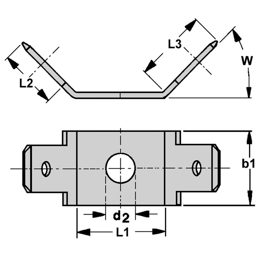 Kist a 100st. Vlakstekerhuls 6,3x0,8 gat M5 H=45gr. dub tab