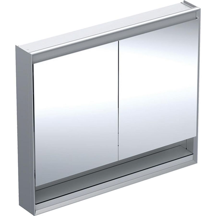 Opbouw spiegelkast met nis 2 deuren 105x90 ComfortLight aluminium ONE