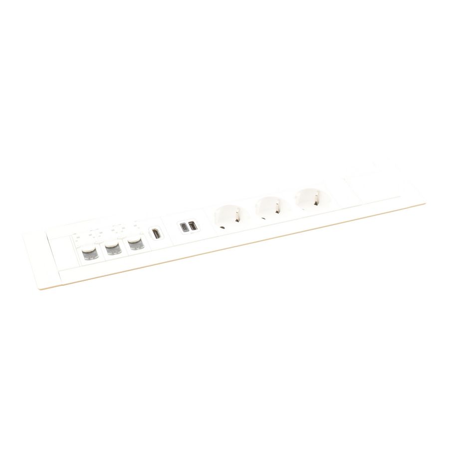 Bureau aansluitunit wit 12 mod. 3 WCD + USB+3 RJ45 Multilink