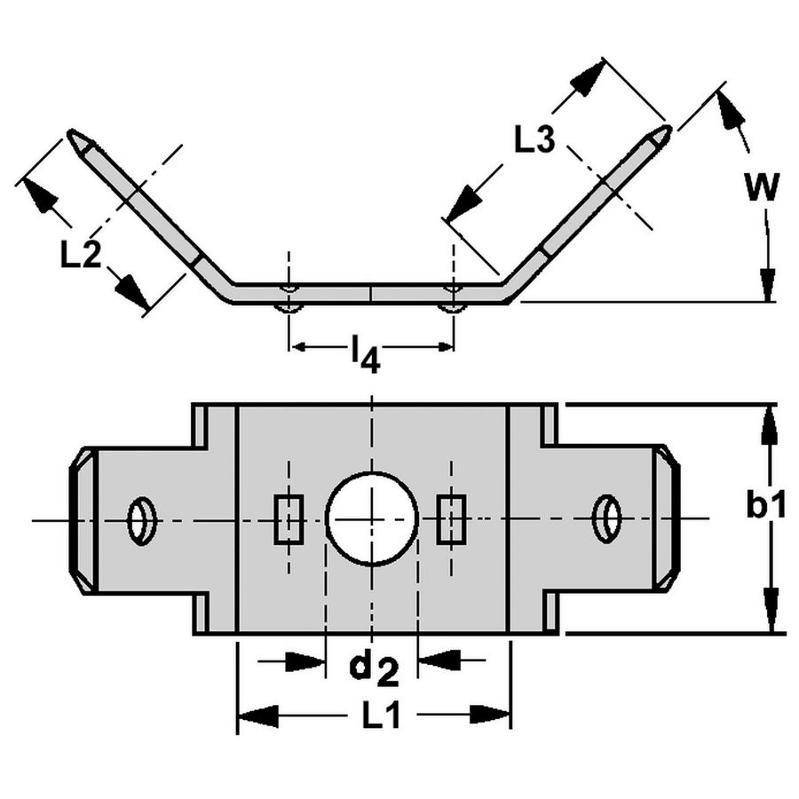 Kist a 100st. Vlakstekerhuls tab 6,3x0,8 boutgat M4 H=90gr.
