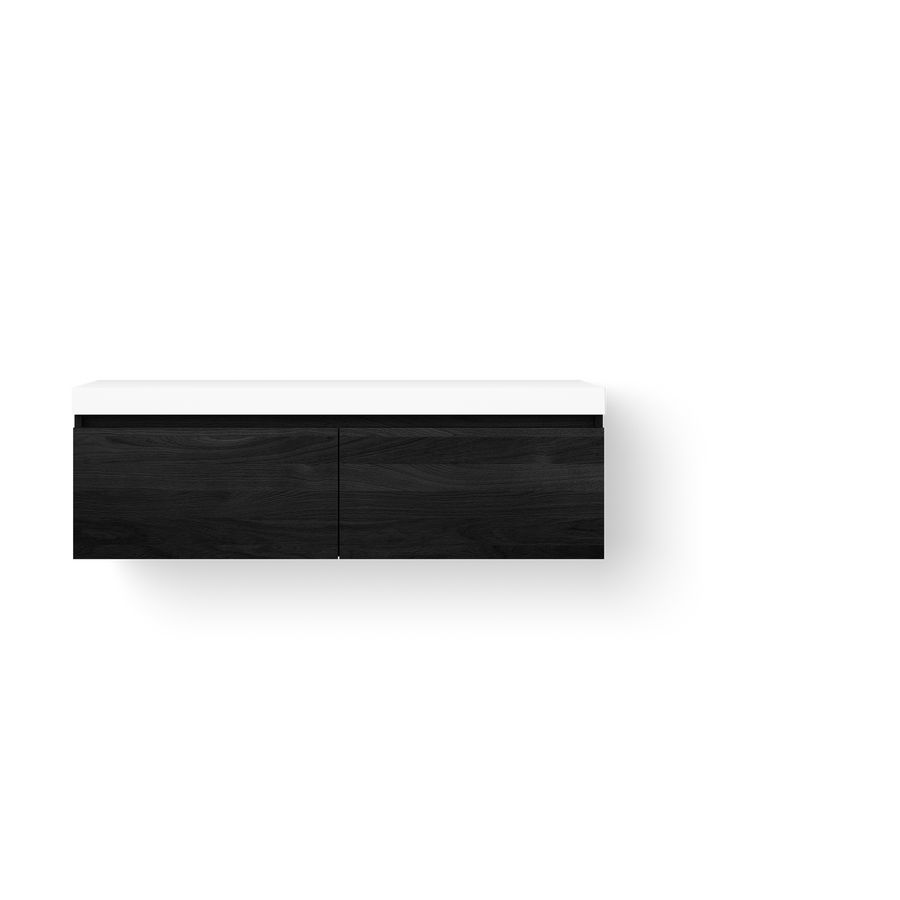 Wastafelonderkast Solid Base Drawer BoX 140cm Wooden Base Drawer 2x la black
