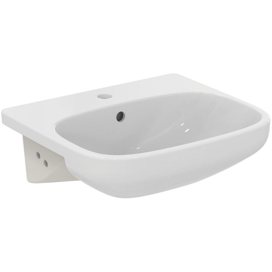 Halfinbouw wastafel I.LIFE-A 50x40cm met kraangat + overloop wit Ideal Plus