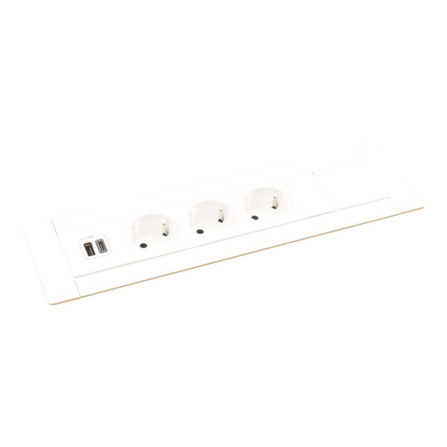 Bureau aansluitunit wand wit 8 mod. 3 WCD + 1 USB Multilink